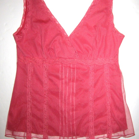 ♥️ Candies Mesh Lace Tank Top Large L Pink Mauve Shirt Boho Dressy - Picture 1 of 8